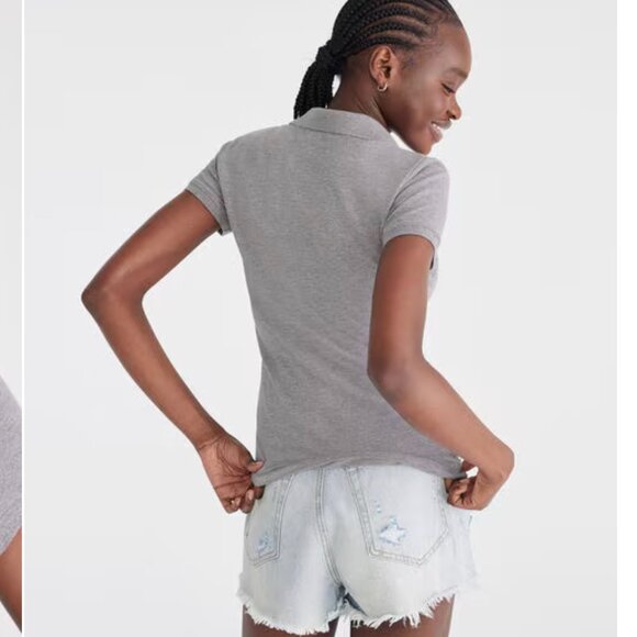 Aeropostale Women's Medium Heather Grey A87 Piqué Polo - Size Small - Picture 12 of 13